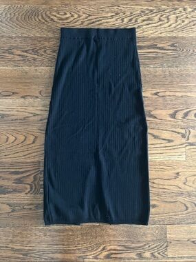 Free People Classic Black Ribbed Midi Skirt